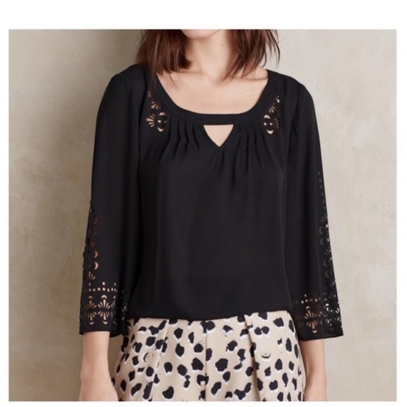 Anthropologie Tops - Anthropologie Sz 6 Maeve Lasercut Blouse EUC
